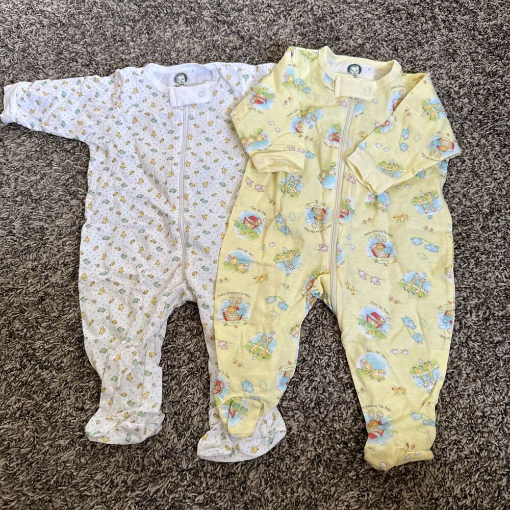 Vintage Gerber Onesies 0-3 Months NWOT Noah’s Ark Set Of 2 Baby Newborn